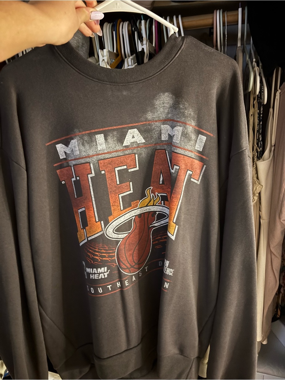 NBA Miami Heat Black Pullover Sweatshirt with Red & Orange Graphic